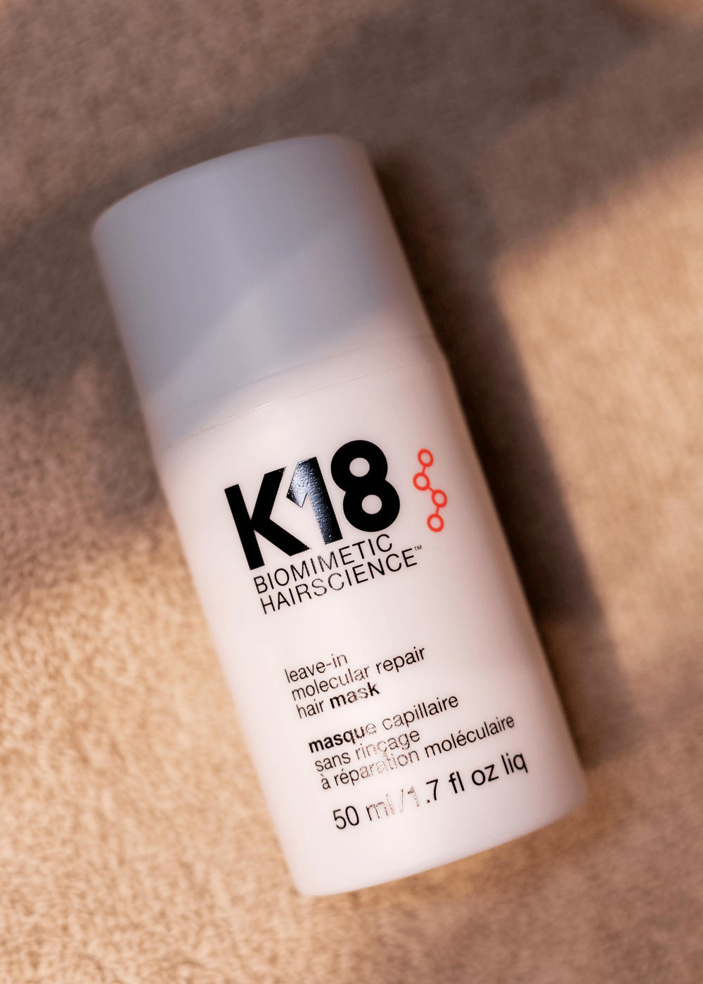 K18 Leave-In Molecular Repair Mask – gjenoppbygger skadet hår og gir sterkere, mykere og mer motstandsdyktig hår.