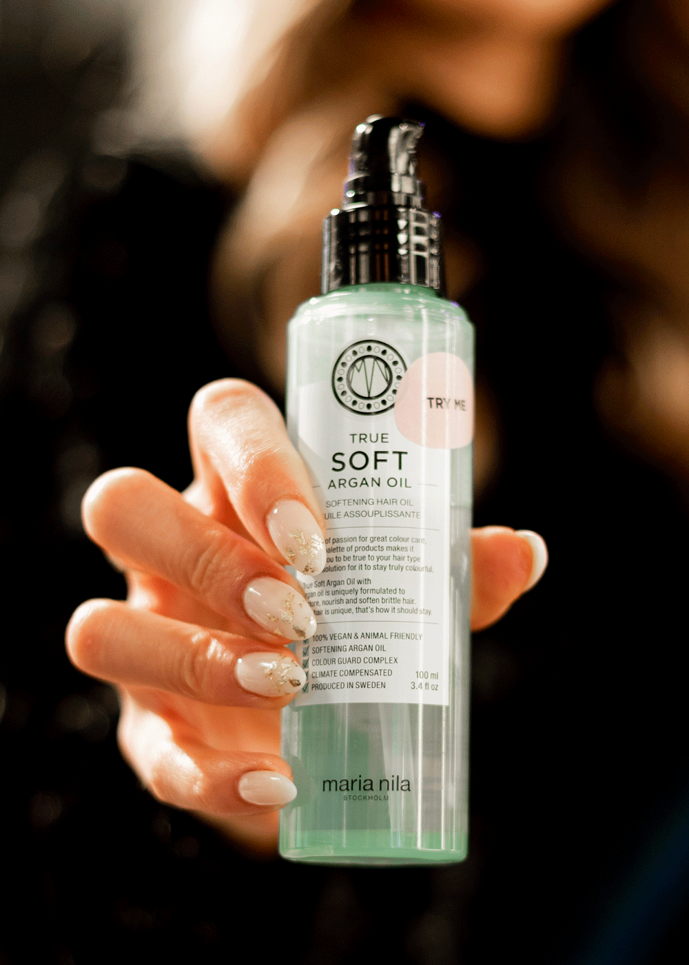 Maria Nila True Soft Argan Oil – lett hårolje som gir mykhet, reduserer frizz og temmer statisk hår.