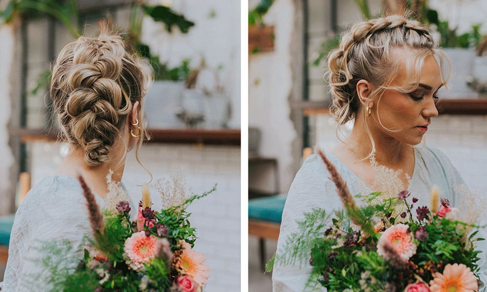 fyldig flette med volum som romantisk festfrisyre til bryllup eller konfirmasjon