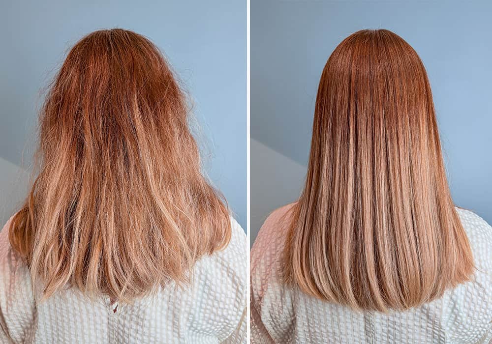 Keratin behandling før etter Keratin i våre salonger