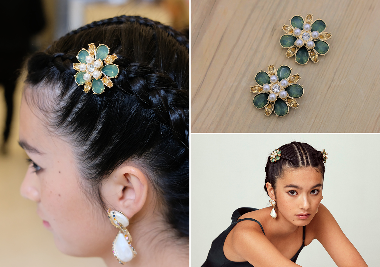 Dette er kanskje ikke en hverdagslook, men til festlige anledninger er strass i håret definitivt en vinner,